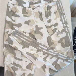Adidas Beige and White Camo Joggers